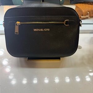 Michael Kors Black Saffiano Leather Belt Bag with Gold Hardware
